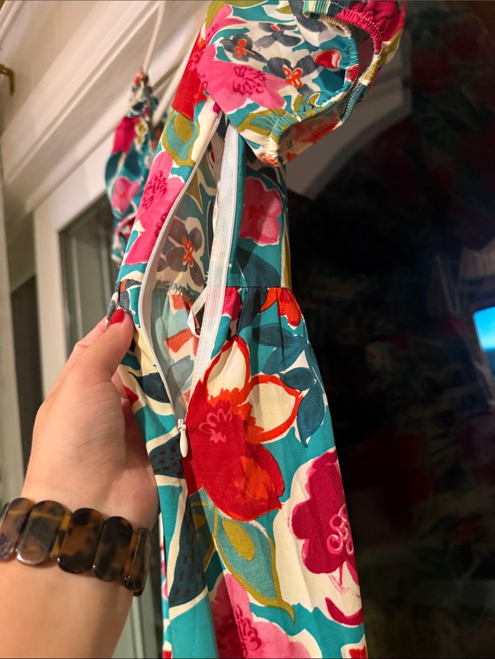 Teal Floral Puff-Sleeve Maxi Dress - Picture 5 of 11